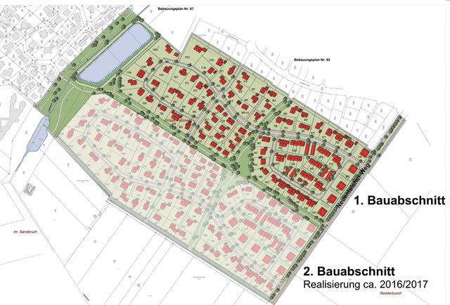 Der Übersichtsplan des neuen Baugebietes zeigt die ungefähre Bebauung