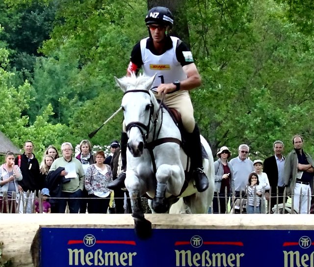 Der Weltranglisten-Erste Andrew Nicholson aus Neuseeland gewinnt nach Dressur, einer fehlerfreien Geländeprüfung und einem Nullfehlerritt im abschließenden Springen die Vier-Sterne-Prüfung in Luhmühlen