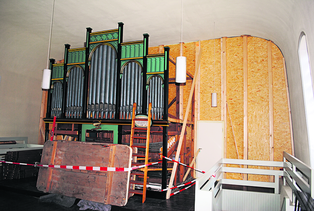 Wurde aus Schutzgründen vorübergehend nahezu abgebaut: die Orgel der St. Gertrud-Kirche