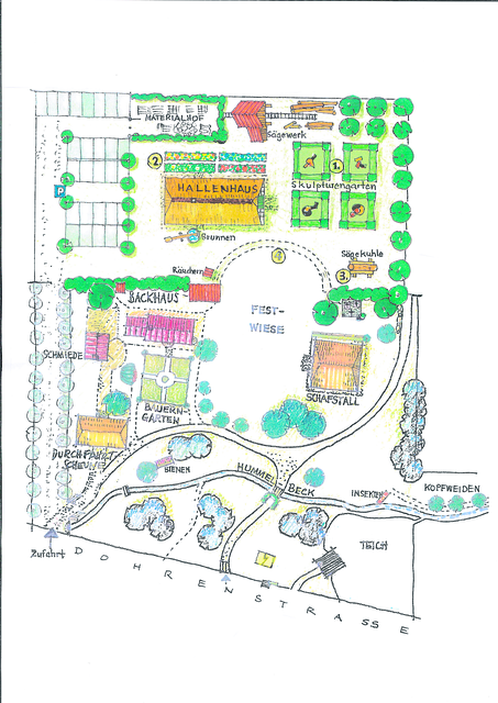 So soll das Gelände des "Bäuerlichen Hauswesens Bliedersdorf" einmal aussehen | Foto: Skizze: Heidenreich/Wilke