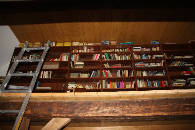 Unterm Dach: Bibliothek mit klassischer Literatur
