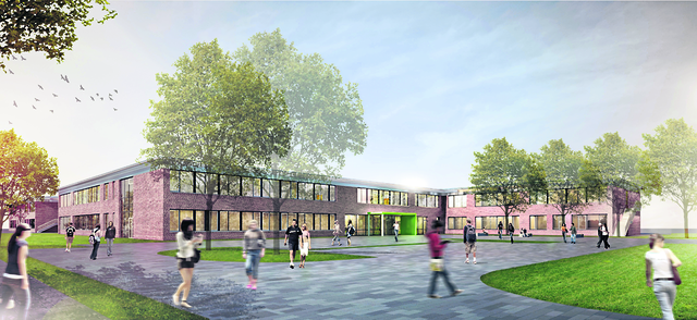 Schick: So soll die neue Oberschule in Jesteburg aussehen. Doch für das aktuelle Schuljahr wurden nur noch 90 Kinder angemeldet. Droht auch an dieser Schule Leerstand?