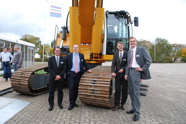 Die geladenen Redner (v. li.): Pascal De Buck (Fluxys Deutschland GmbH), Oliver Giese (E.ON Global Commodities),  Jens Schumann (Gasunie Ostseeanbindungsleitung GmbH) und Dr. Christoph-Sweder von dem Bussche-Hünnefeld