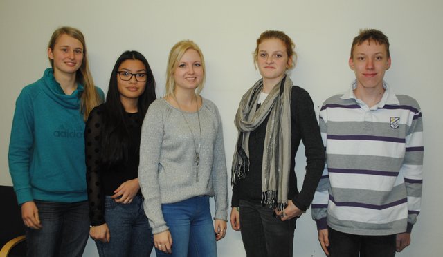 Seit zwei Monaten als Vertrauensschüler in Aktion (v. l.): Ronja Ringleben-Fricke, Mai Nguyen, Maike Sundermann, Linn Schuback und  Niklas Krumm