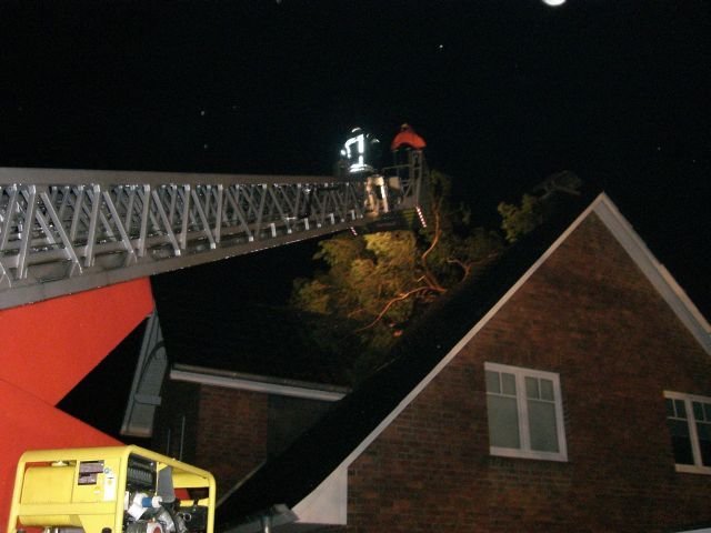 In Buchholz stürzte ein Baum auf das Dach eines Hauses | Foto: Feuerwehr