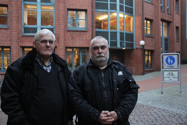Edmund Hänel (li.) und Konrad Schmidt, Ex-Vize-Vorsitzende des Vereins "Technik- und Verkehrsmuseum"