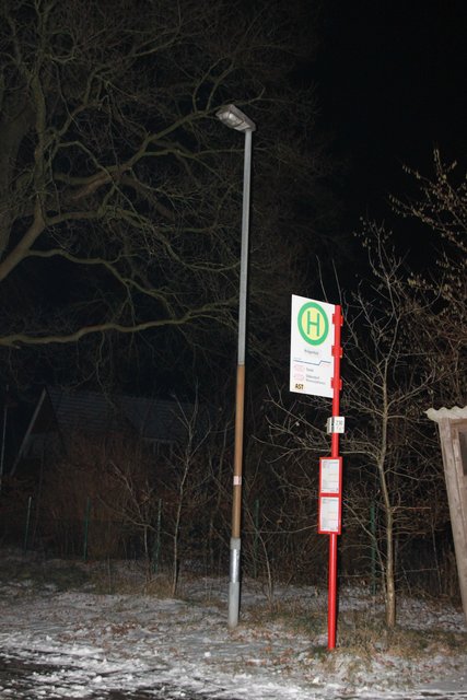 Auch der Wartungsdeckel dieser Laterne an der B74 wurde abgetreten