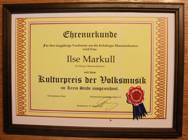 Die Kulturpreis-Urkunde