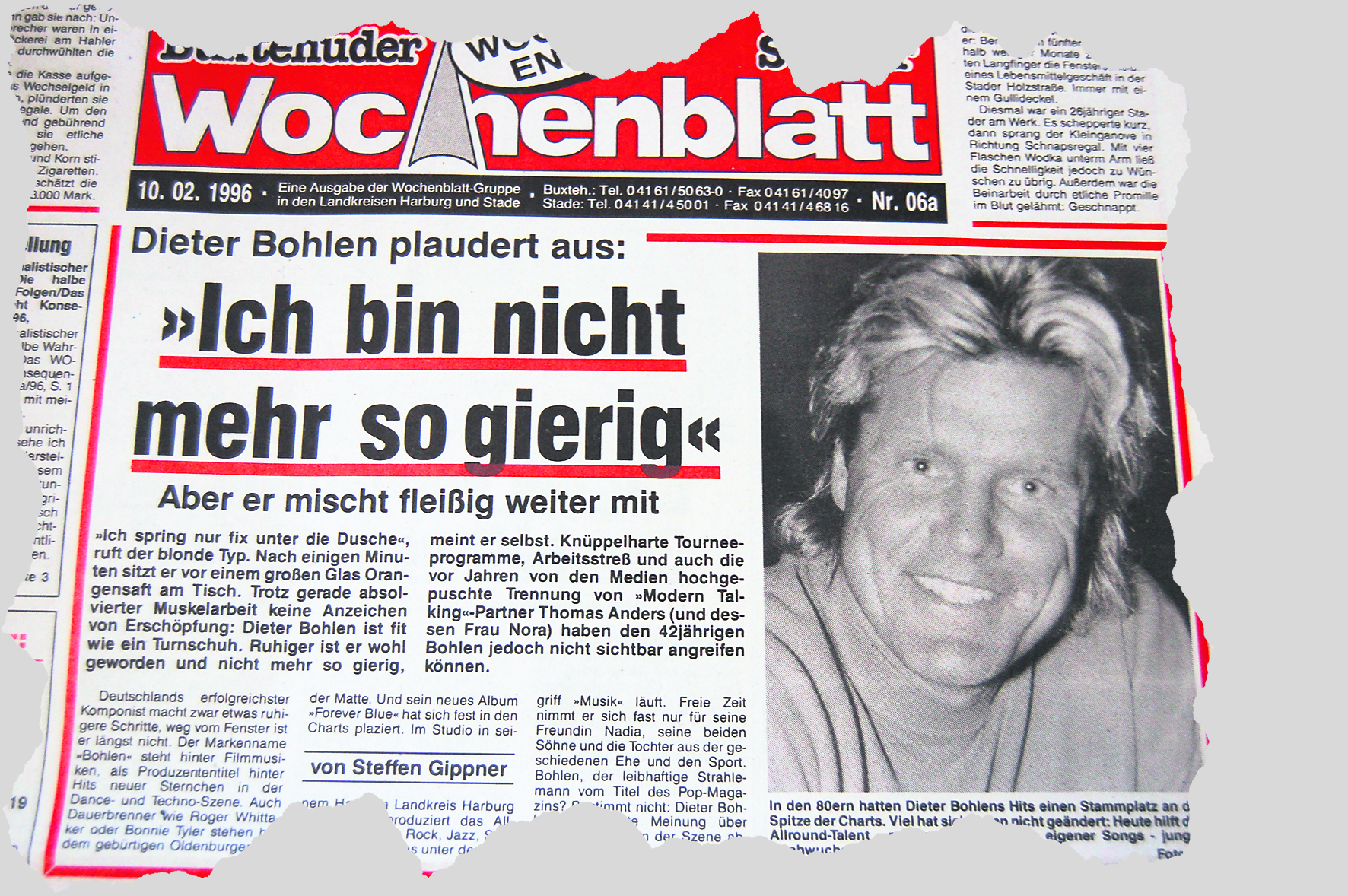 Vor genau 18 Jahren „schaffte“ es Dieter Bohlen auf die Titelseite des WOCHENBLATT