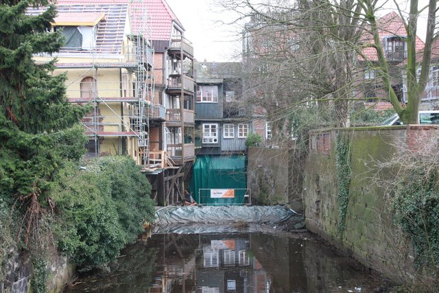 Rückansicht der Hudebrücke