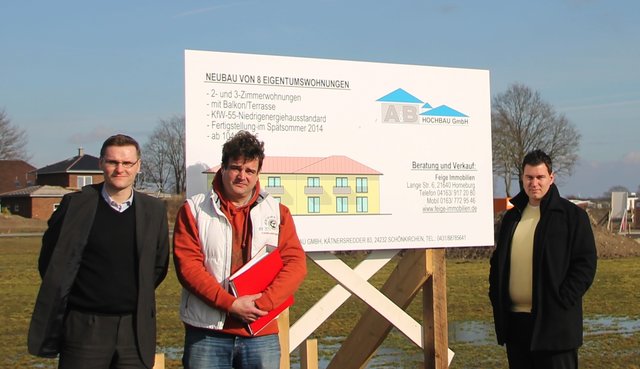 Projektentwickler Udo Feindt, Architekt und Bauleiter Phillip Dieckmann, Immobilienmakler Dennis Feige