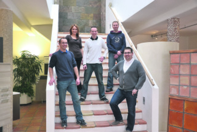 Das Team der Fliesen Bäder Galerie“ in Seevetal-Maschen (v.li.): Patrick Otto, Viktoria Appel, Sebastian Lech, Michael Martens und Christian Modl