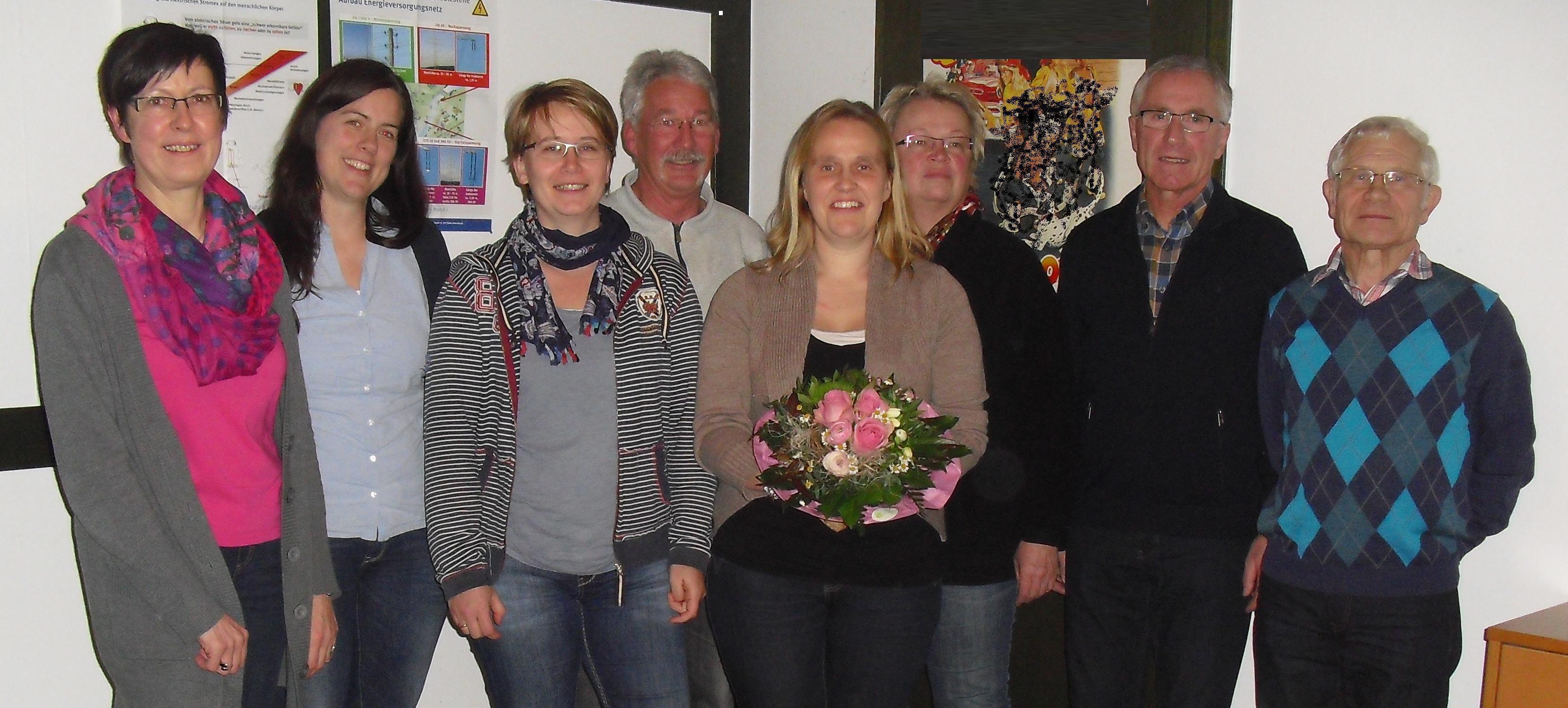 Ulla Hupe (1.Vorsitzende), Marina Sido (Schriftführerin), Ulrike Suhr (2. Stellvertreterin), Rolf Bukowski (stellv.Hallenwart), Miriam Prigge (nicht mehr im Amt), Marlies Hupe (Kassenwartin), Reinhard Koroll( 1.Stellvertreter) und Kurt Stein (Hallenwart)