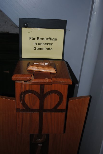 Wurde aufgebrochen: der Opferstock der Diakonie