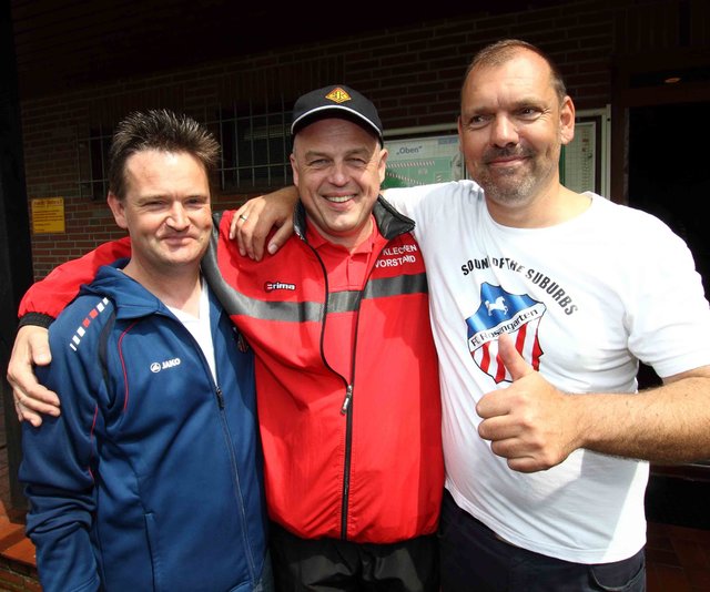 Mit der Veranstaltung sichtlich zufrieden (v.l.): FCR-Obmann Kai Erhorn, Vorsitzender Jens Franke und Chef-Organisator Thorsten Niemerski