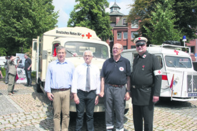 Die Spitzen der Verbände (v. li.): Norbert Böttcher, und Roger Grewe (Harburg-Land) sowie Gerhard Weisschnur, und Harald Krüger (Hamburg-Harburg)