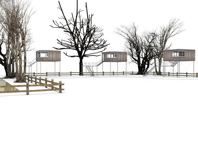 Architekten-Skizze der Baumhaus-Hotels auf Stelzen | Foto: Andreas Wenning/Baumraum