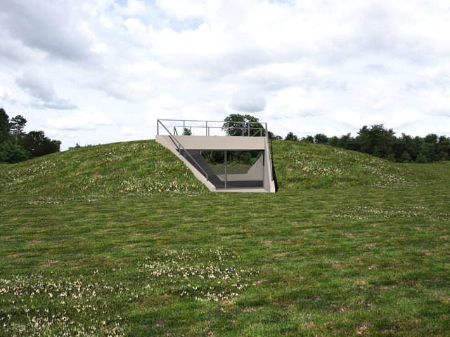 Futuristisch anmutender Bau aus Beton und Glas: der Entwurf des Ruheraumes in einer Wurth | Foto: Andreas Wenning/Baumraum