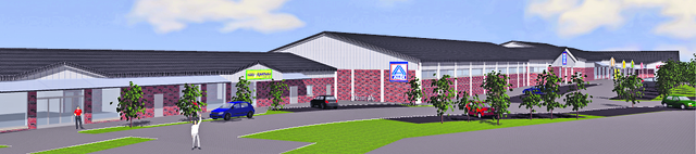 Aldi als Ankermieter und weiteres Gewerbe auf insgesamt 5.500 Quadratmetern: Das neue Fachmarktzentrum mitten in Nenndorf soll rund 100 Abreitsplätze in der Gemeinde Rosengarten schaffen