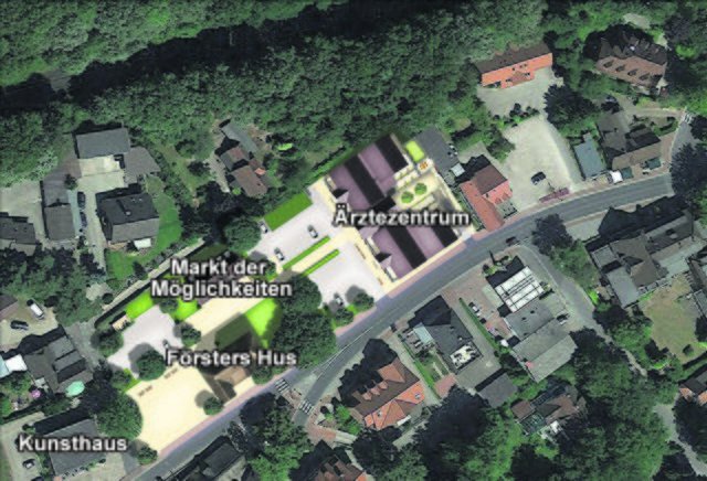 So stellt sich Steffen Lücking Jesteburgs neues Zentrum vor: Besonders gut zu erkennen ist der Weg, der Kunsthaus und Ärztezentrum verbindet | Foto: oh