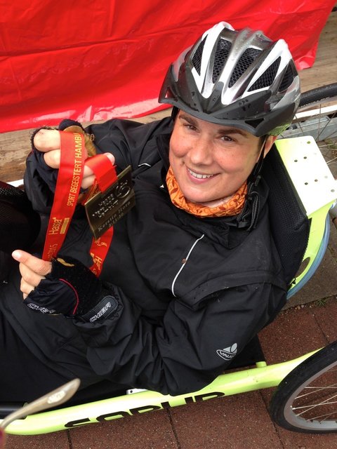 Starke Leistung: Handbikerin Kerstin Horn benötigte für die 42,195 Kilometer nur 2:11 Stunden | Foto: Blau-Weiss Buchholz