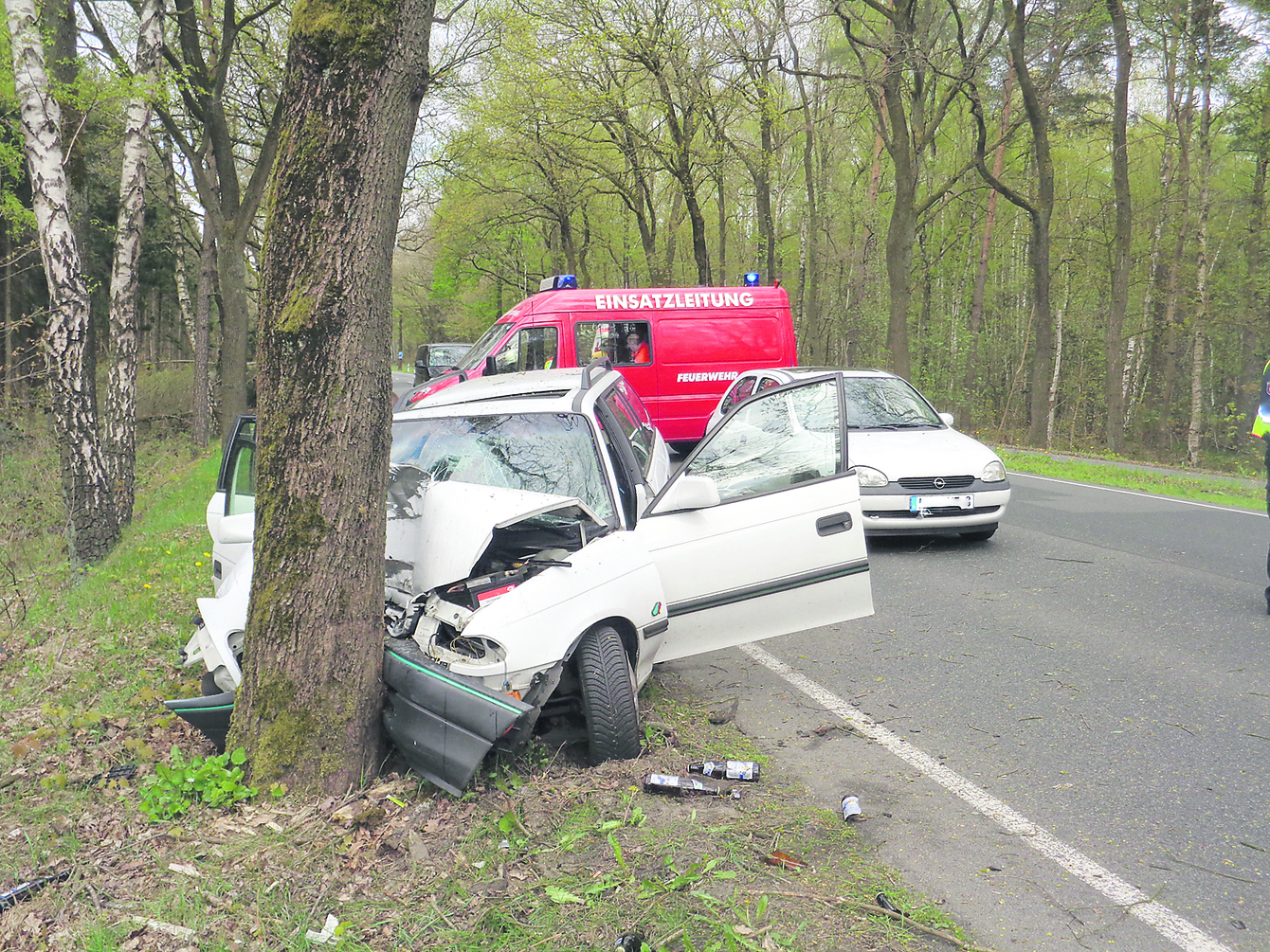 Der Pkw knallte frontal gegen einen Straßenbaum. Der Fahrer, ein 63-Jähriger aus Hamburg, war sofort tot