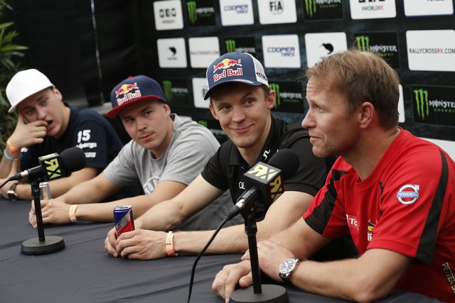 „Die fünf Tausendstelsekunden jage ich Dir diesmal ab“: Ekström und Sollberg bei der Pressekonferenz in Großbritanien | Foto: by WorldRallycrossRX Media / ACN