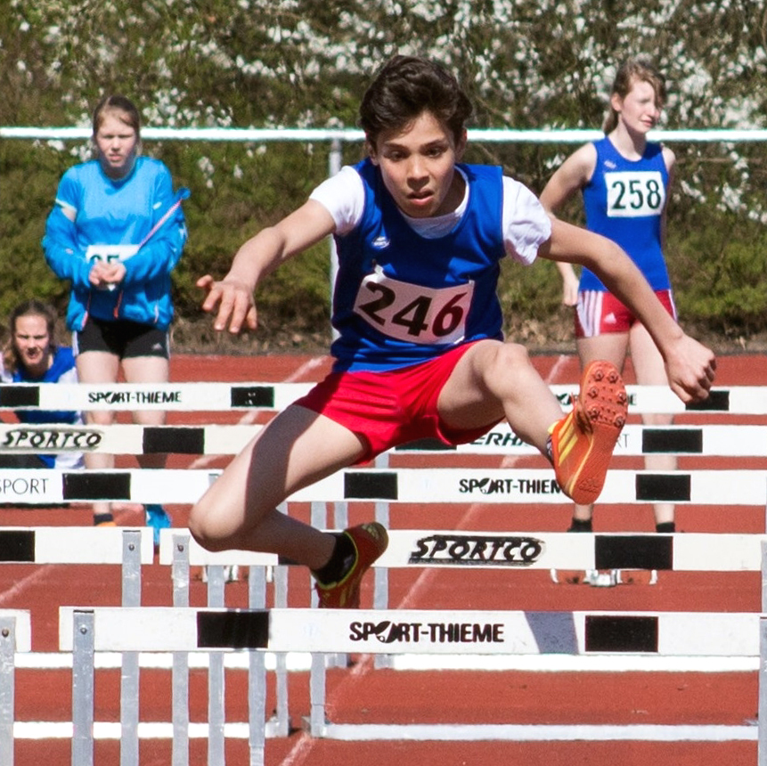 Vierfachsieger David Zakarjan gewann über 60 Meter Hürden in 11,04 Sekunden