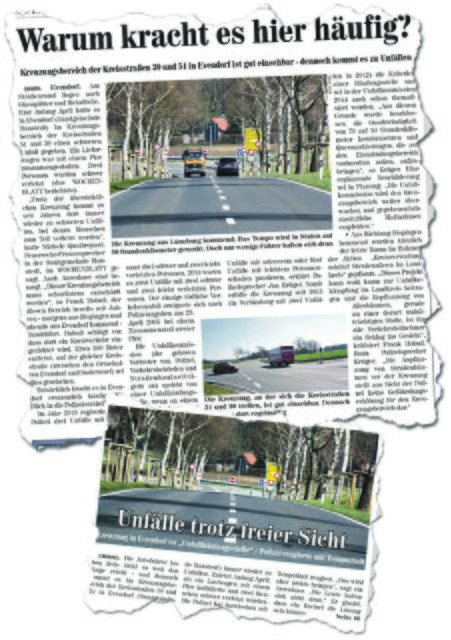 Bereits im April hatte das
WOCHENBLATT auf die gefährliche Kreuzung hingewiesen