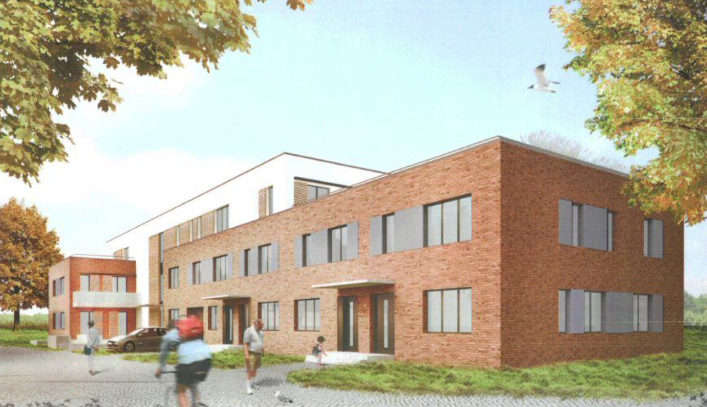Das Mehrfamilienhaus „Nachbarschaft+“, hier als Architektenskizze