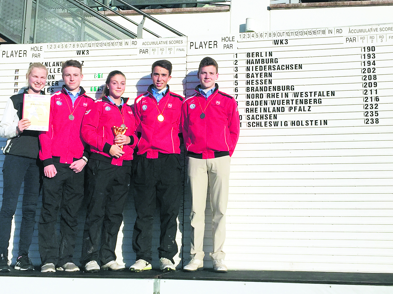 Selina Weselowski (Foto, v. li.) Jacob Schmidt, Yella Hammer, Jonah Heidbrink und Tom Hammer vom Gymnasium Hittfeld verpassten knapp den zweiten Platz