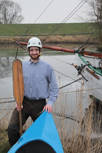 Daniel Dralle im Hafen seiner Heimatinsel Krautsand