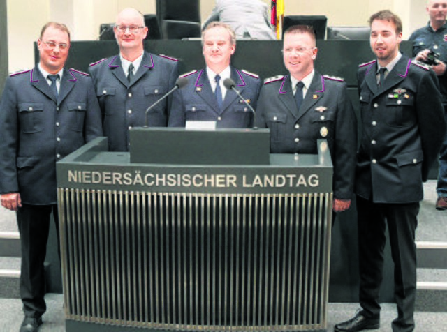 Im Landtag (v. li.): Dirk Riege, Andreas John, Norbert Petersen, Thorsten Kriegel und Lars Gruchert