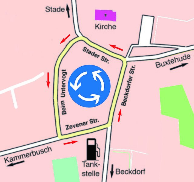 So hätte die Verkehrsführung in der Apenser Ortsmitte laut Peter Sommer aussehen können