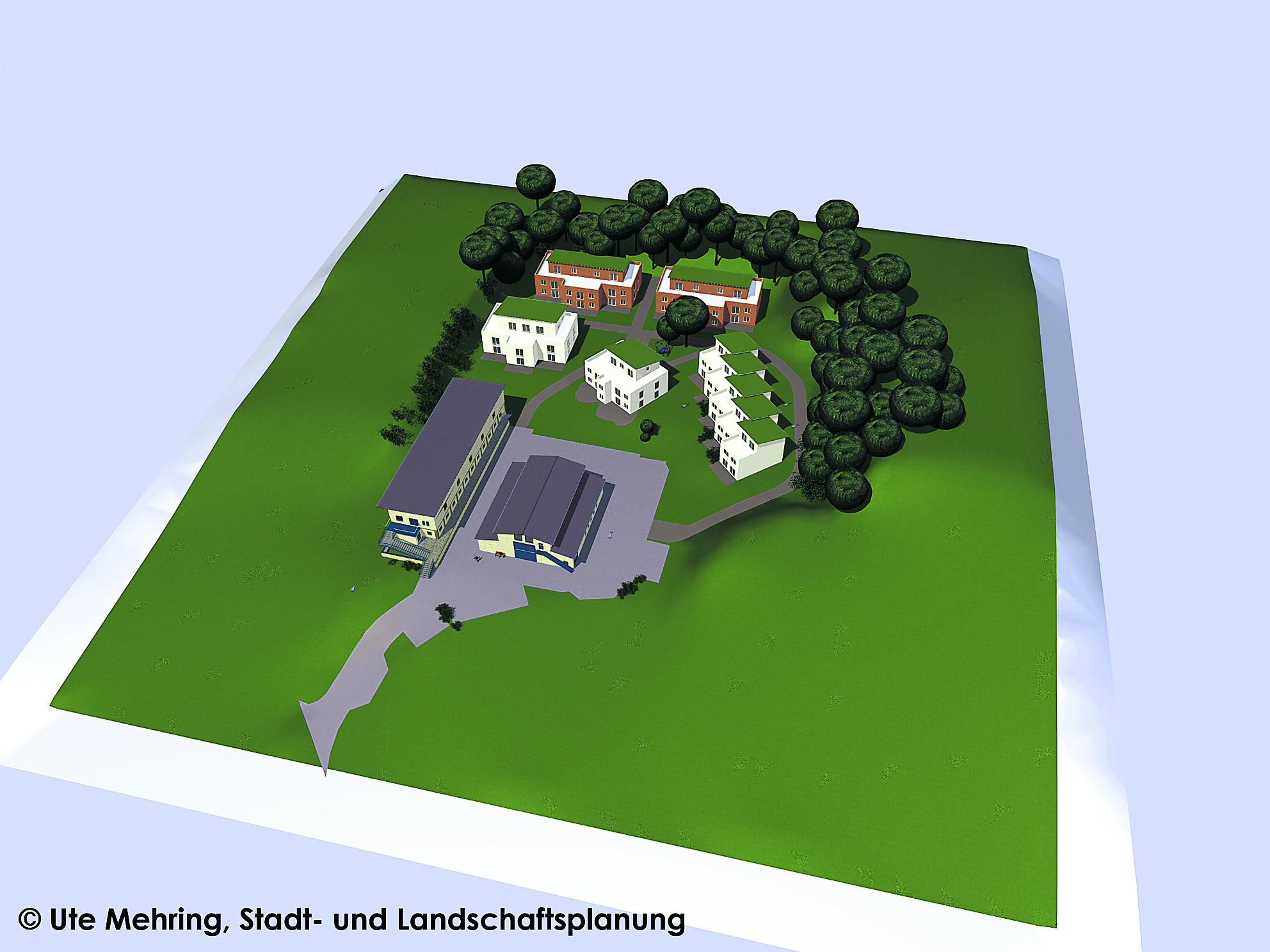 Die Skizze zeigt einen alten Entwurf, wie das Filmstudio-Areal bebaut werden könnte. Das Museum ist inzwischen im linken länglichen Komplex
untergebracht. Die Halle (Mitte) soll abgerissen werden