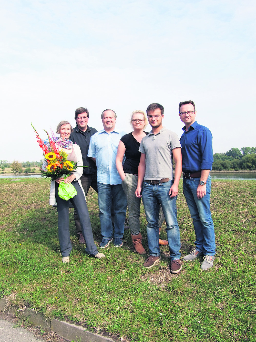 Die gewählten Grünen (v. li.): Dörte Land, Roger Günzel, Nico Dettmann, Meike Land, Malte Jörn Krafft und Reno Steller. Es fehlt Walter Mohrmann