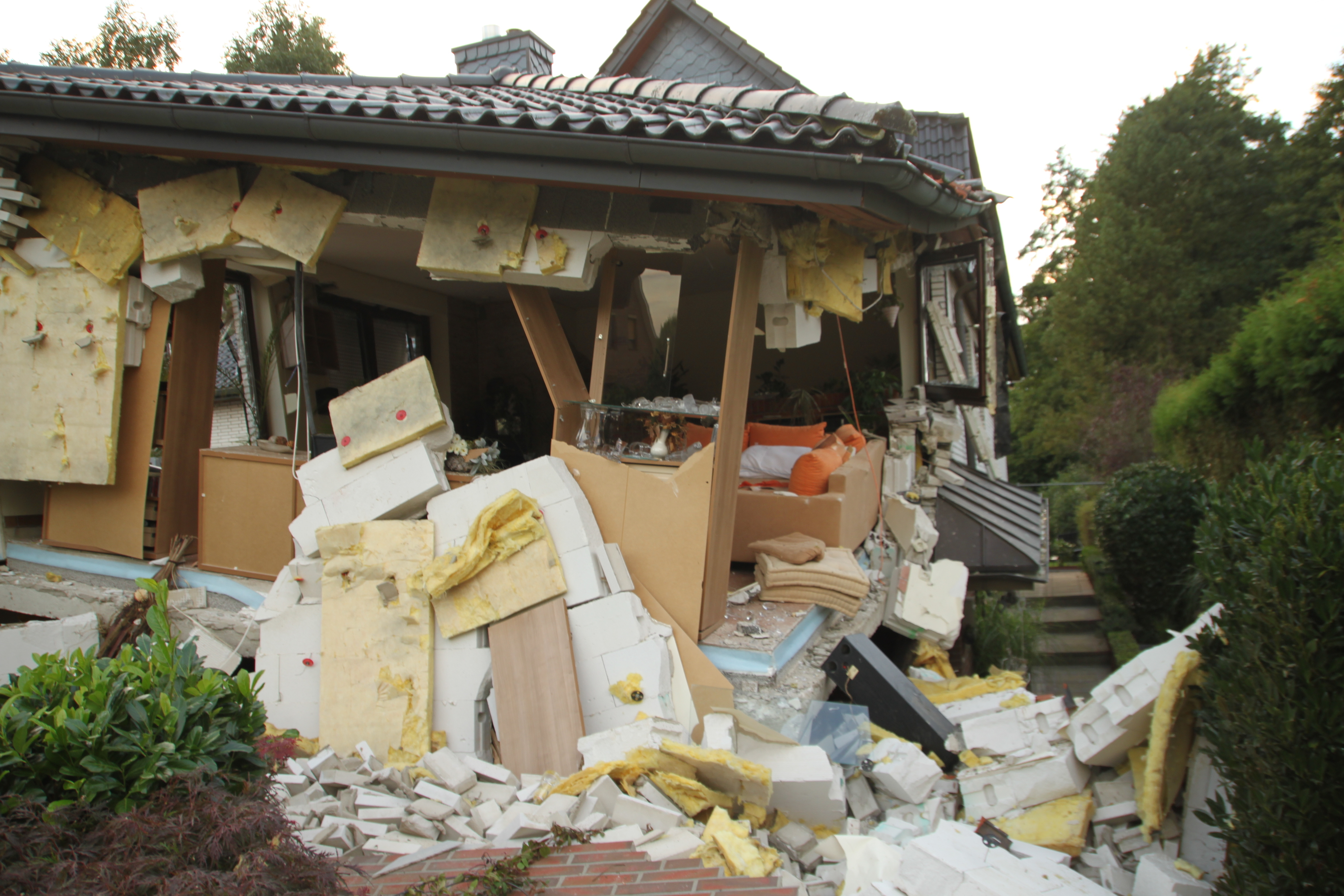 Ein Bild der Verwüstung: der durch die Explosion zerstörte Anbau