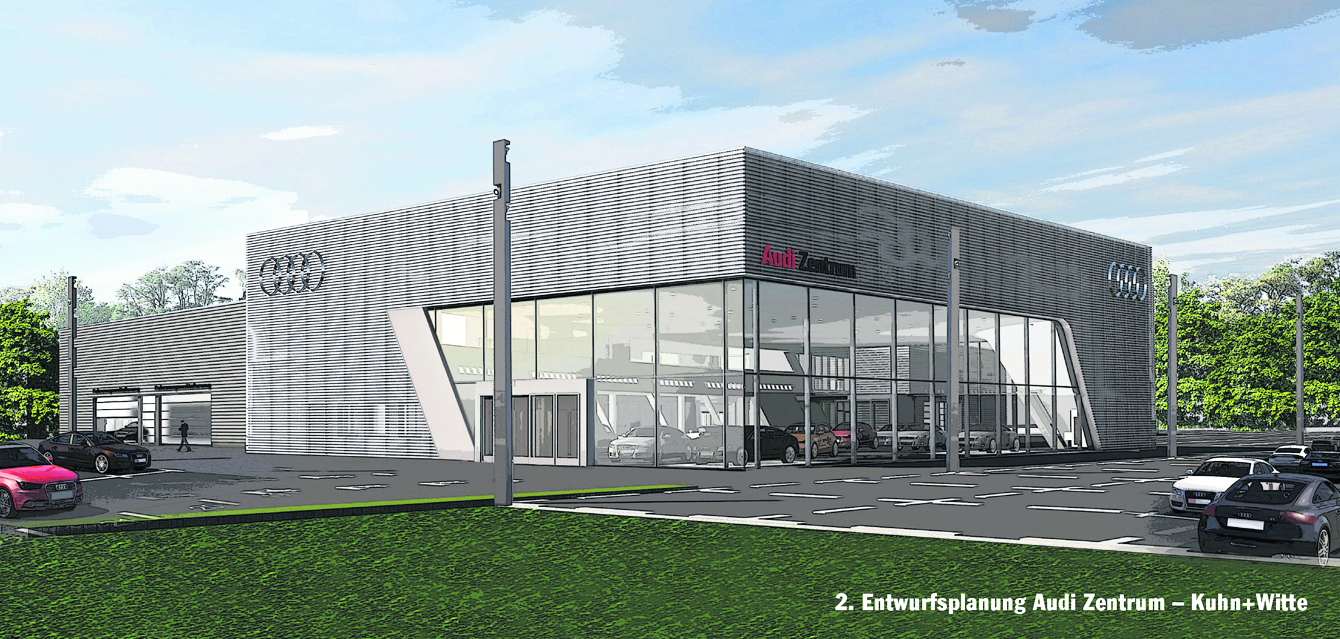 So sieht der Entwurf für das Audi-Zentrum in Fleestedt aus