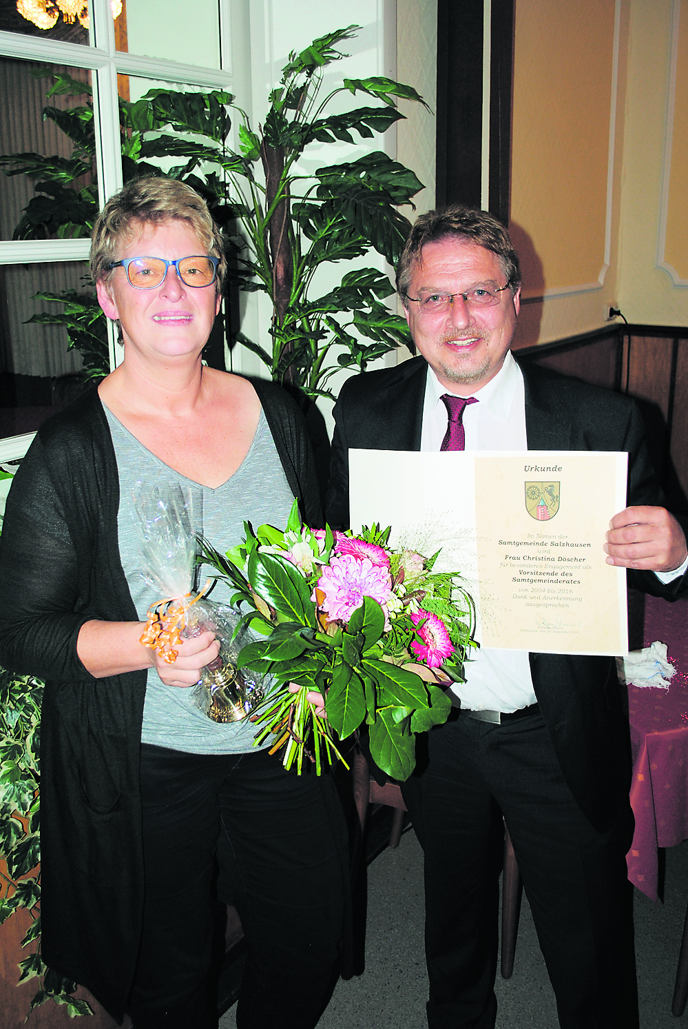 Bei der Verabschiedung: Christina Döscher und Wolfgang Krause
