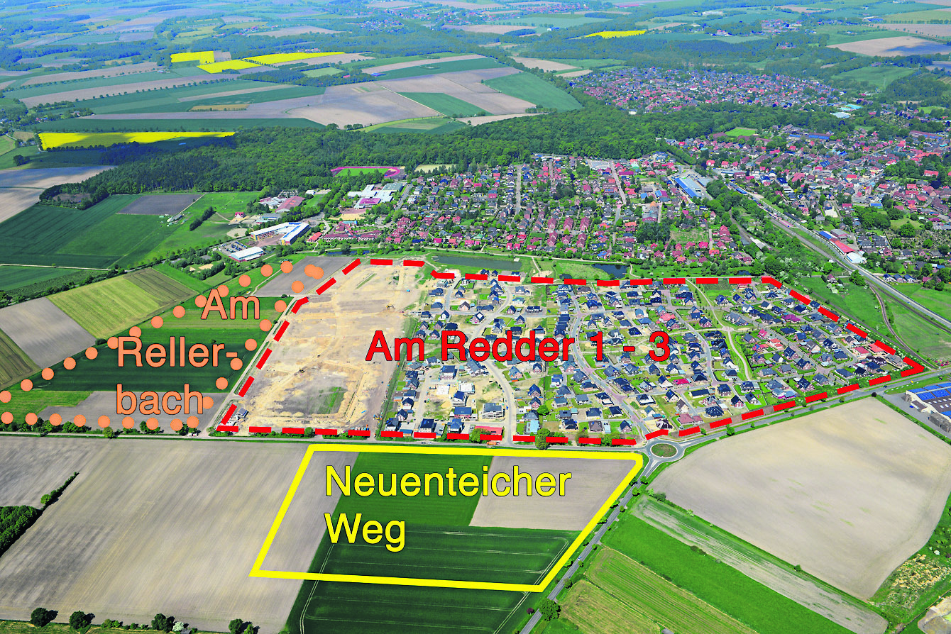Die Luftbildaufnahme zeigt die Harsefelder Baugebiete der vergangenen Jahre
