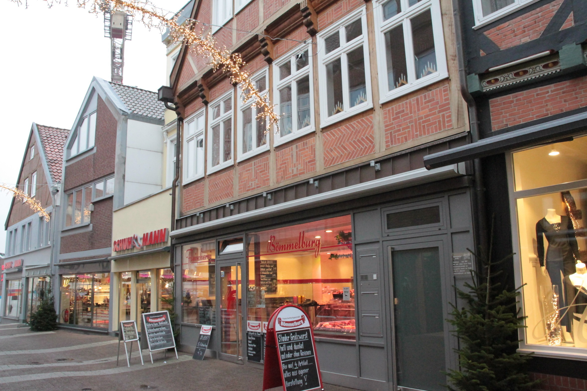 Die Fleischerei Bömmelburg an der Sattelmacherstraße in der Stader Altstadt