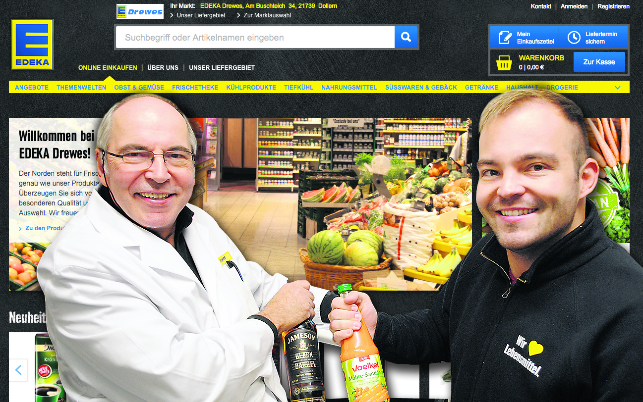 Claus (li.) und Oliver Drewes präsentieren die neue Website, auf der die Kunden ca 9000 Produkte shoppen können
