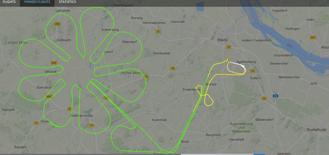 Diese hübsche Blume zeichnete der Stader Hobby-Pilot auf den Radarschirm