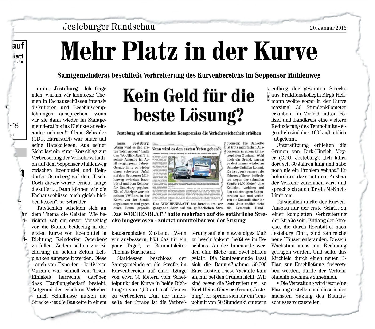 Immer wieder hat das WOCHENBLATT auf die gefährliche Straße hingewiesen. Jetzt endlich beginnen die Arbeiten