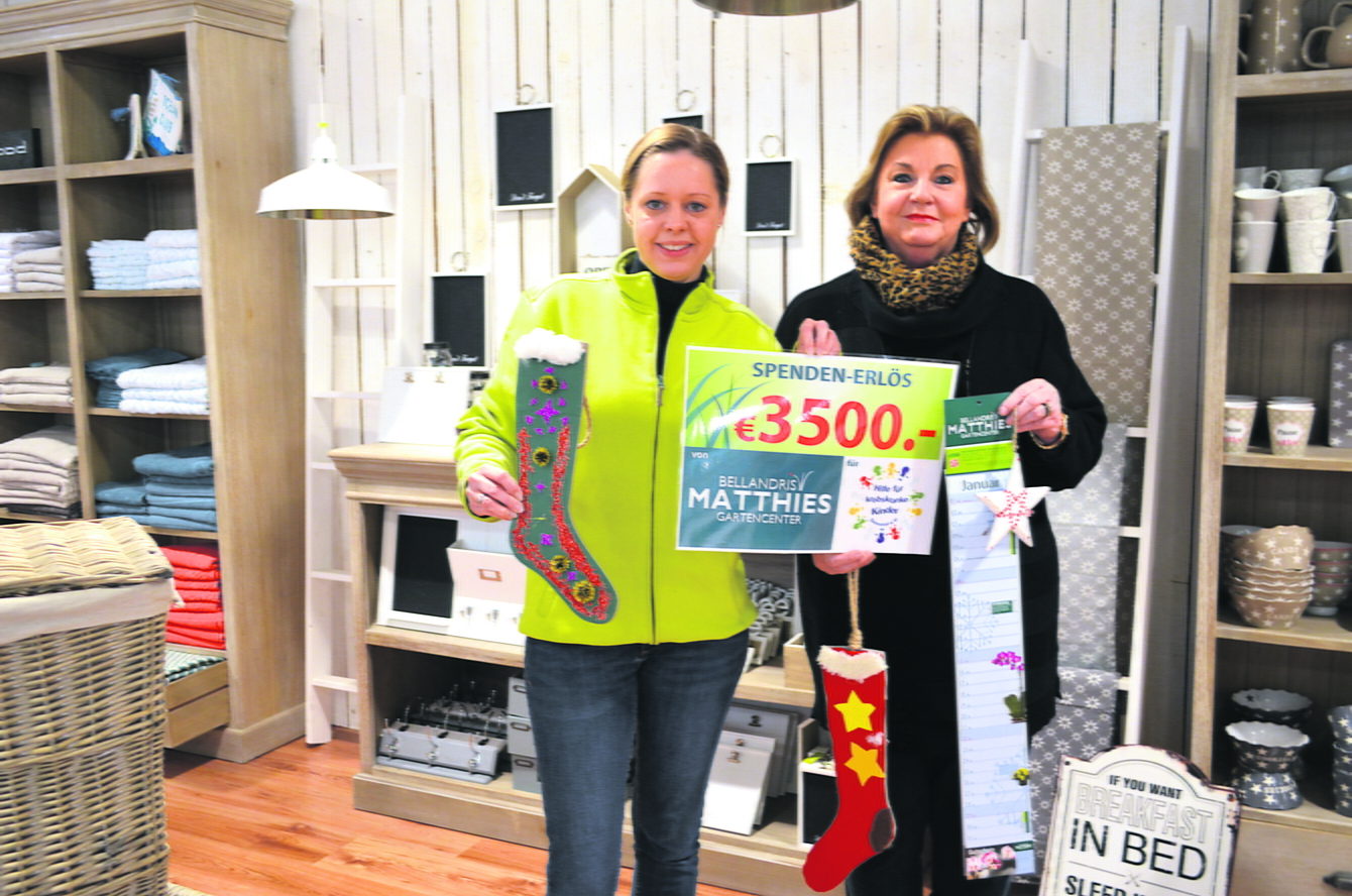 Anja Matthies-Look (li.) übergibt Anette Kosakowski den Spendenscheck