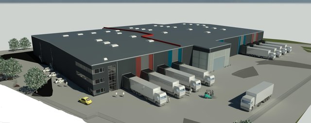 So, wie auf der Visualisierung, soll die Lagerhalle nach Bauabschluss aussehen