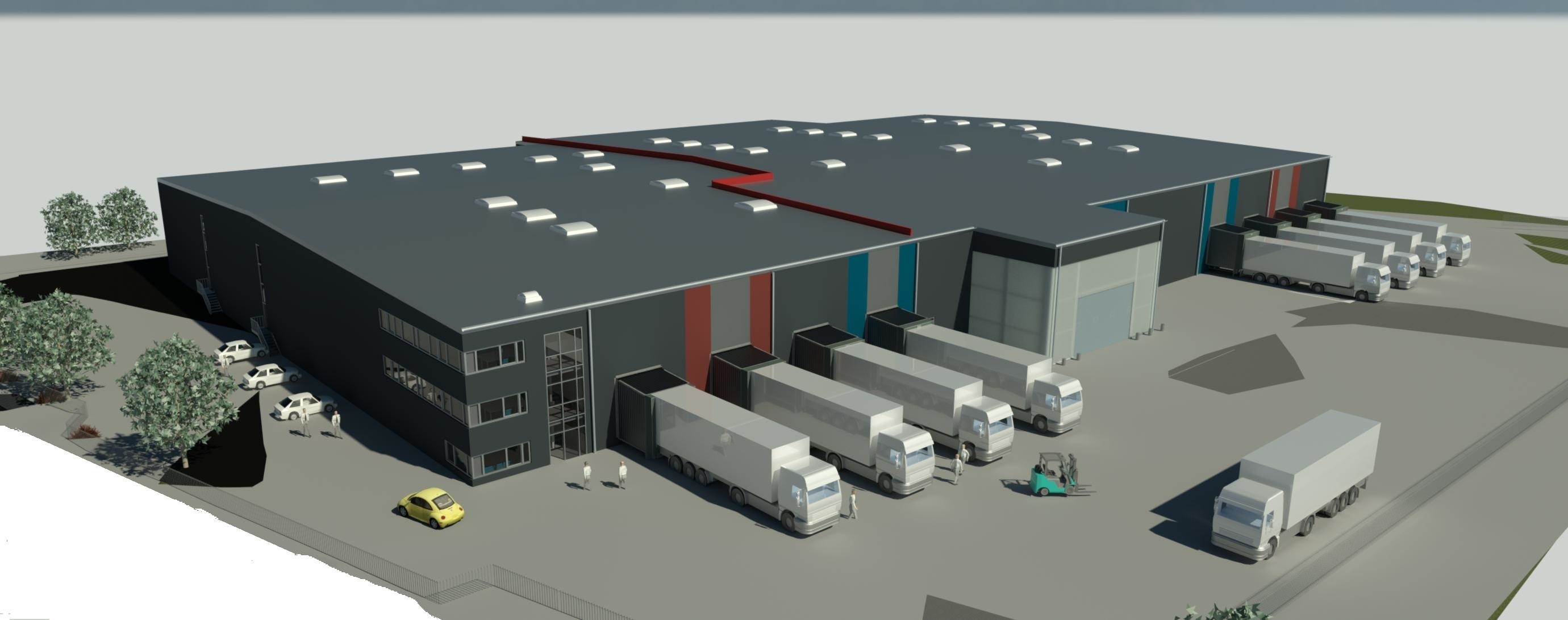 So, wie auf der Visualisierung, soll die Lagerhalle nach Bauabschluss aussehen