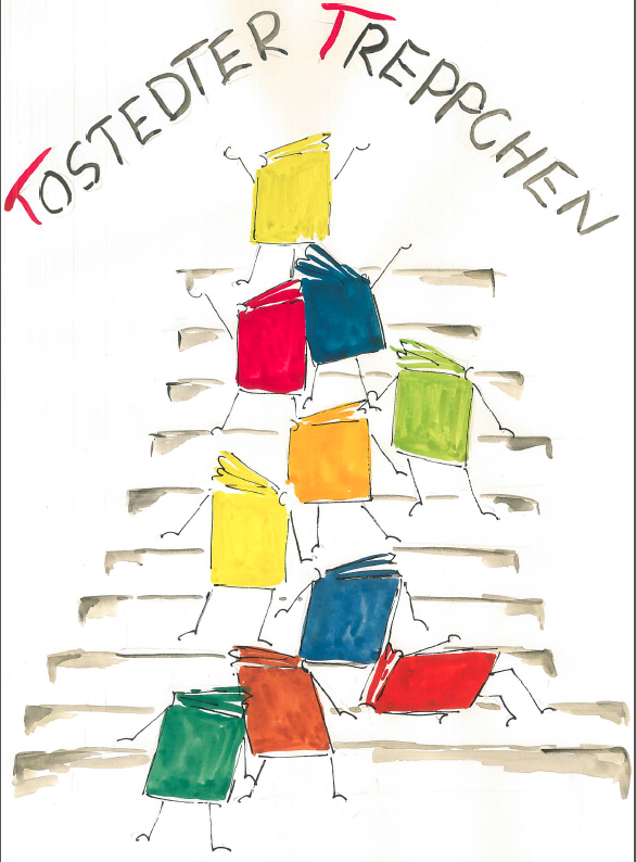 Das Logo des "Tostedter Treppchens" hat Illustratorin und Bücherei-Fördervereinsmitglied Ilse Tibke entwickelt