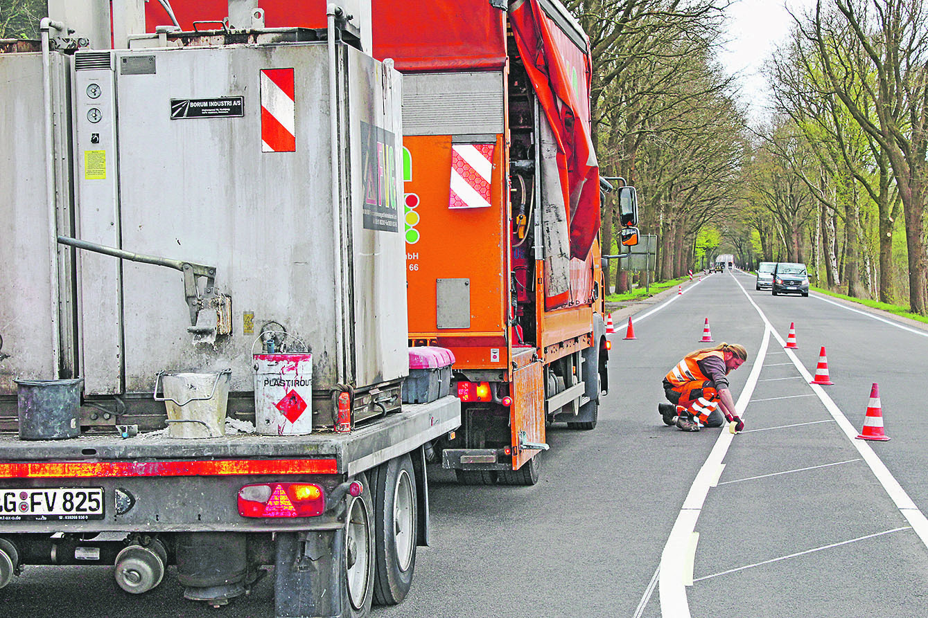 In dieser Woche wurden bereits die Fahrbahnmarkierungen aufgebracht