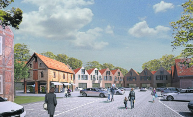 Blick vom Parkplatz Richtung Aldi (li.) und Edeka (re.) | Foto: SKAI/May & Co.